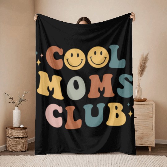 Moms Club On Back Print Throw Blankets