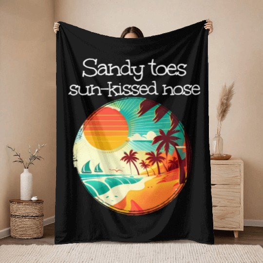 Walking At Sea With Sandy Toes And Sun Kissed Nose Throw Blankets