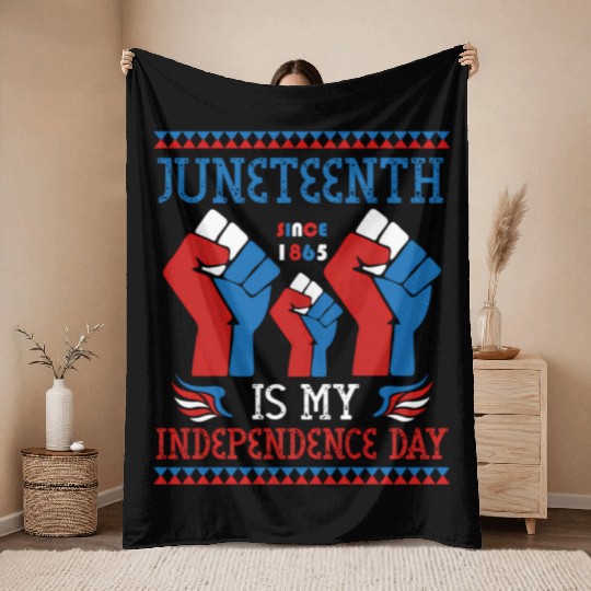 Juneteenth Is My Independence Day Since 1865 Red Throw Blankets