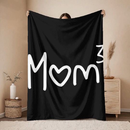 Mothers Day Cubed Mom 3 Three Mama Throw Blankets