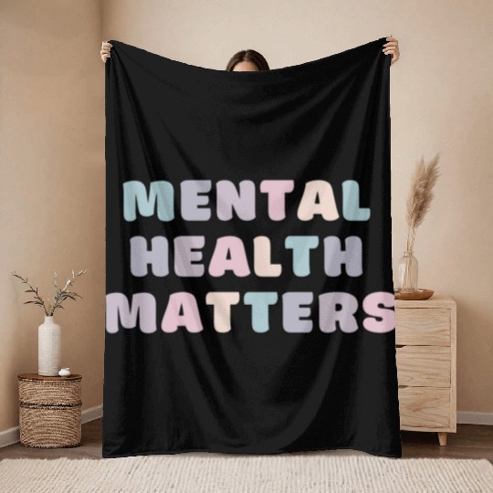 Mental Health Matters | Quote Koni French Grey Throw Blankets