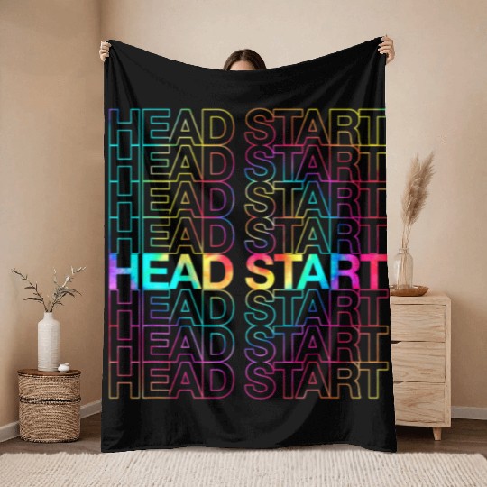 Rainbow Tie Dye Head Start Team Back To School Throw Blankets