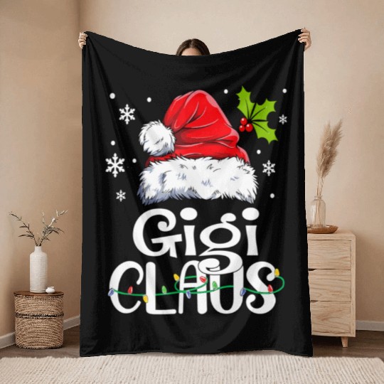Gigi Claus Family Pj Throw Blankets