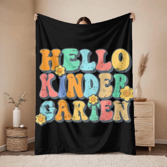 Hello Kindergarten Teacher Team Back To School Throw Blankets
