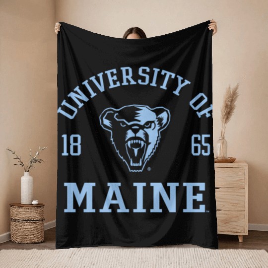 Maine Black Bears Stamp Logo Officially Throw Blankets