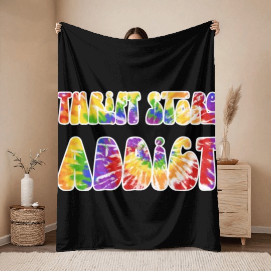 Thrift Store Addict tie dye Throw Blankets