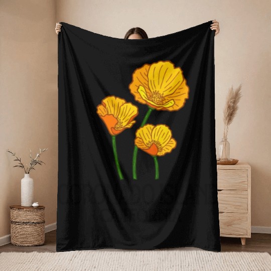 Coronado Island California Ca Poppy Flower State Throw Blankets