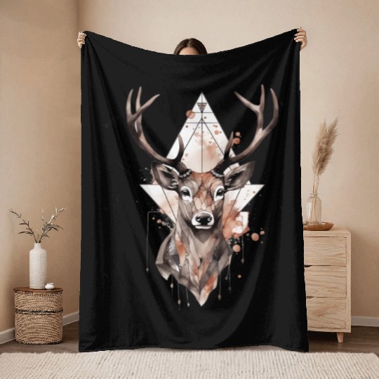 Serenity In Nature Pastel Watercolor Deer Throw Blankets