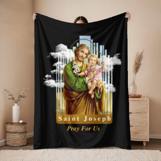 Saint Joseph Catholic Church St Joseph With Infant Throw Blankets