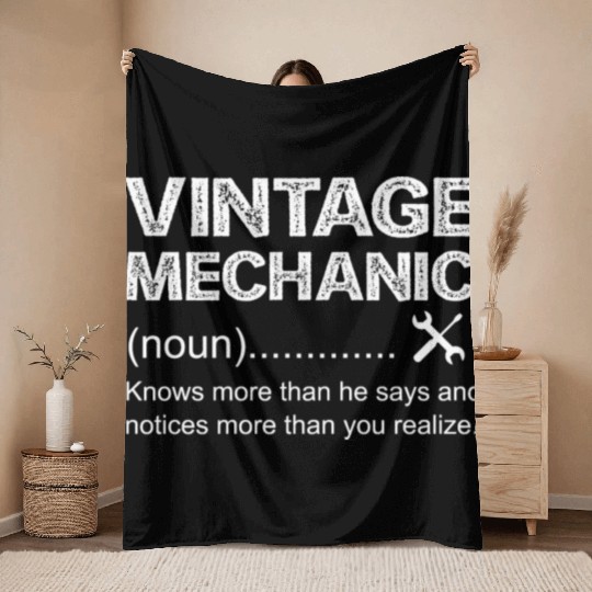 Vintage Mechanic Noun Throw Blankets