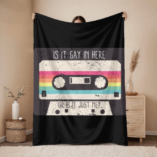 Is It Gay Here LGBTQ Ally Trans Gay Pride Rainbow Throw Blankets