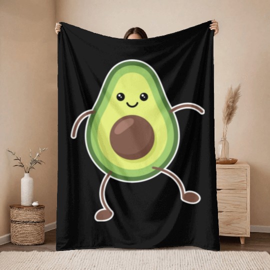 Cute Avocado Lover Gift Throw Blankets