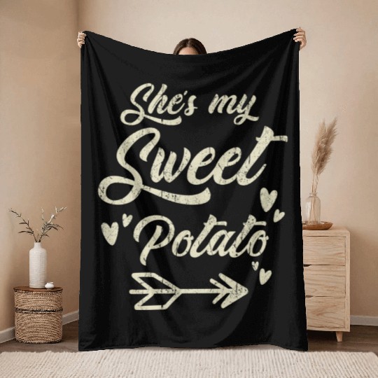 She My Sweet Potato Throw Blankets