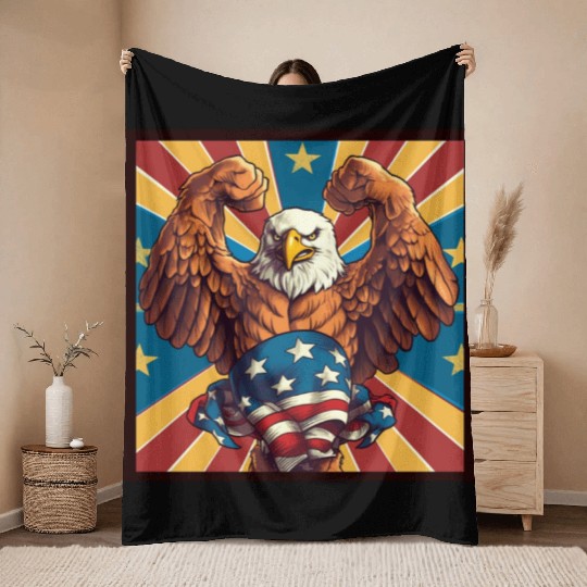 Swole-fest in the United States (4th of July) Throw Blankets