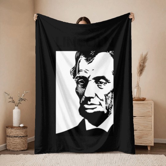Black White Abraham Lincoln Throw Blankets