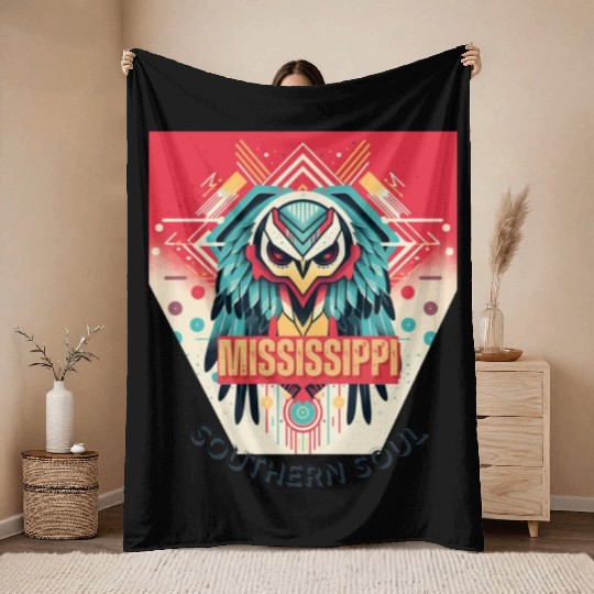 Mississippi vibes Throw Blankets