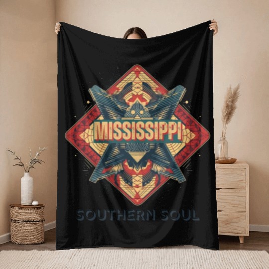 Mississippi vibes Throw Blankets
