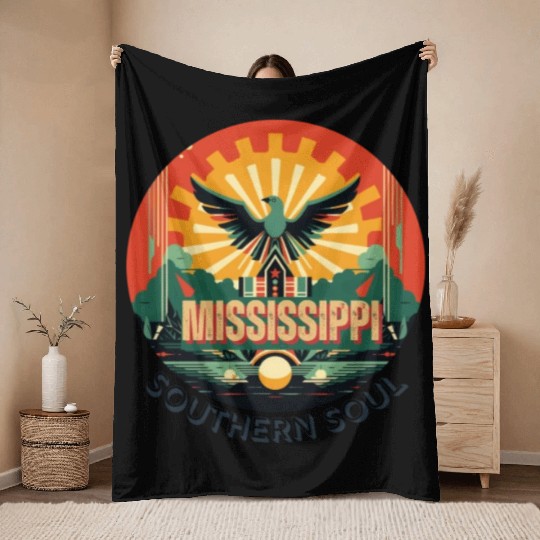 Mississippi vibes Throw Blankets