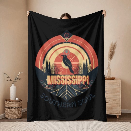Mississippi vibes Throw Blankets
