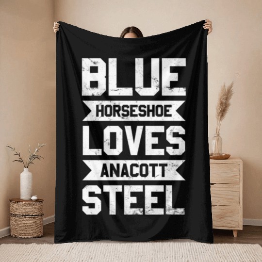 Blue Horseshoe Loves Anacott Steel Throw Blankets