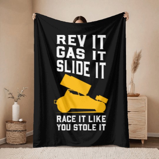 Sprint Car Racing Throw Blankets