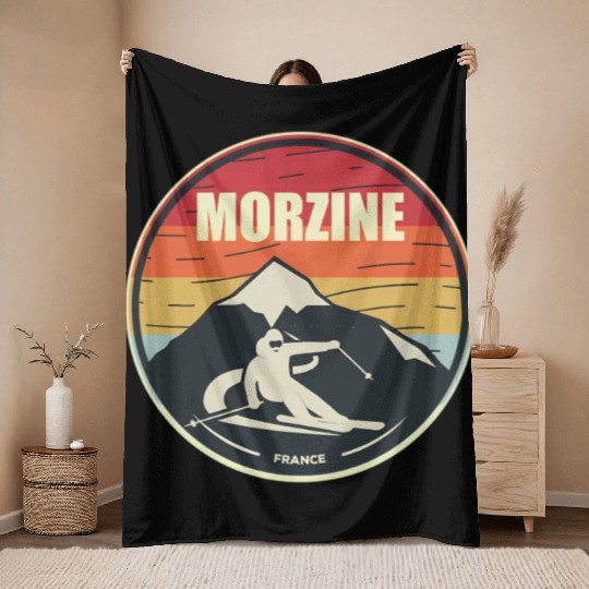 Skiing Morzine France Ski Throw Blankets