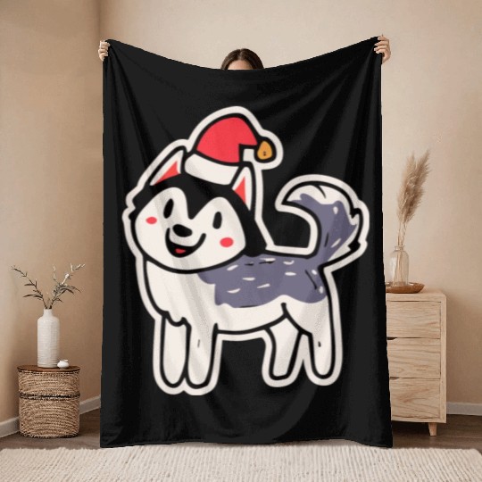 Christmas Husky Dog Lover Malamute Throw Blankets