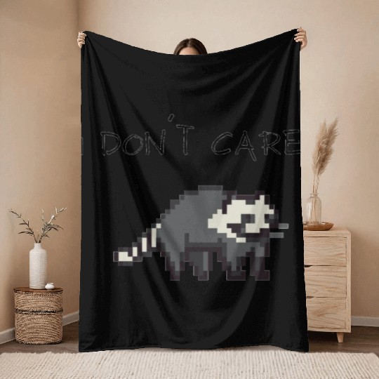 raccoon, i don´t care Throw Blankets