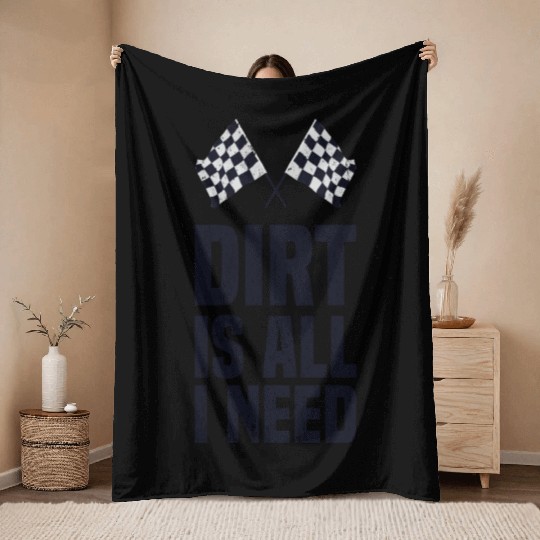 Dirt Bike Racing Track Motocross Throw Blankets