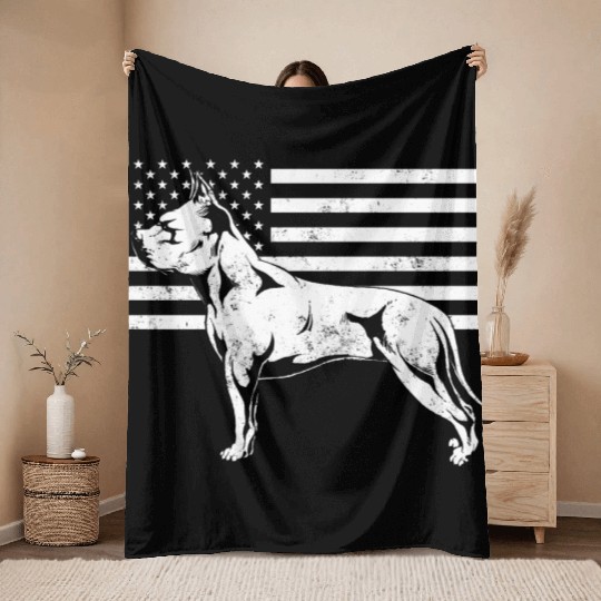 Usa American Pitbull Throw Blankets
