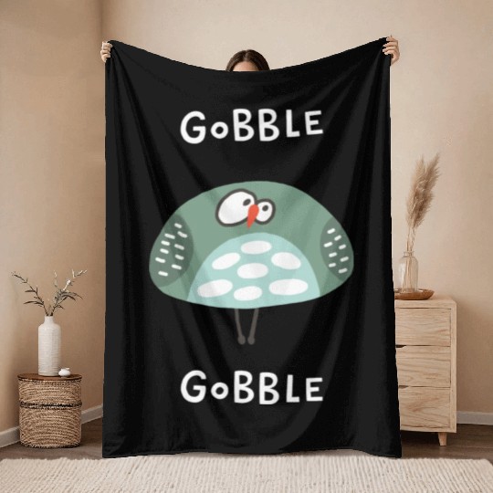 Gobble Gobble Strange Bird Throw Blankets