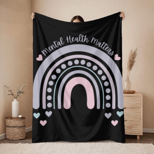 Mental Health Matters | Rainbow French Gray Throw Blankets