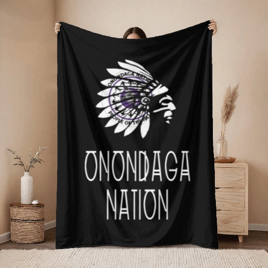 Onondaga Nation Indigenous Native American Headdre Throw Blankets