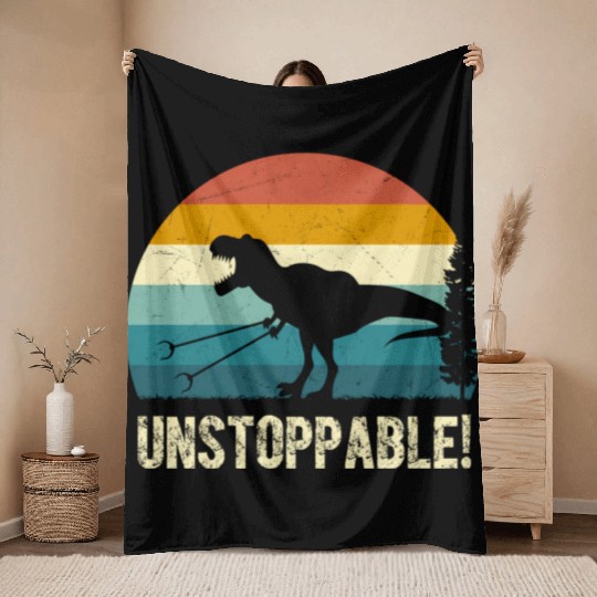 Now I'M Unstoppable Dinosaur Throw Blankets