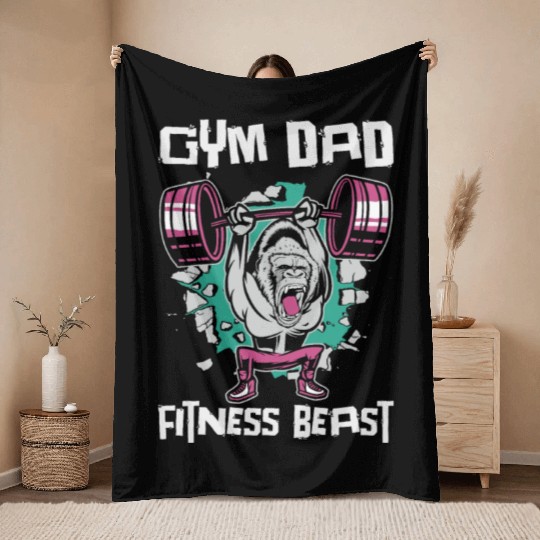Fitness Fathers Day Gym Workout Training Coach Throw Blankets