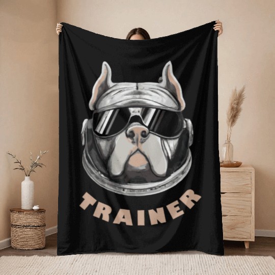 Retro Pit Bull Trainer Dog Lover Terrier Throw Blankets