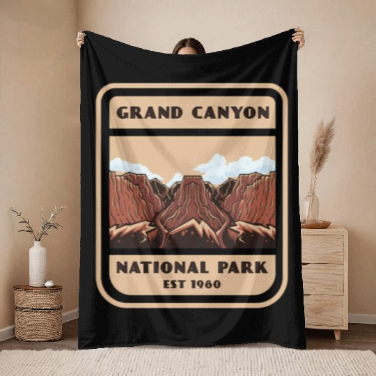 Grand Canyon National Park Vintage Style Throw Blankets