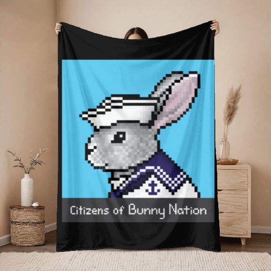 Citizens of Bunny Nation NFT #22 Artwork Throw Blankets