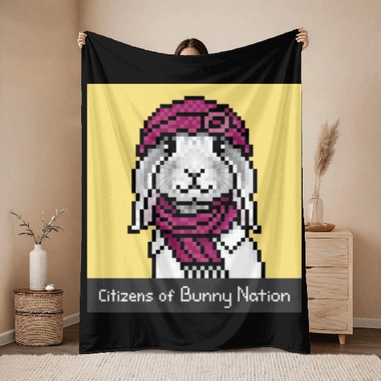 Citizens of Bunny Nation NFT #4 Artwork Throw Blankets