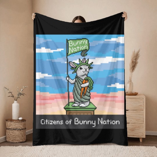 Citizens of Bunny Nation NFT #1 Artwork Throw Blankets