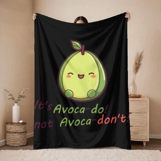 Cute motivational avocado Throw Blankets