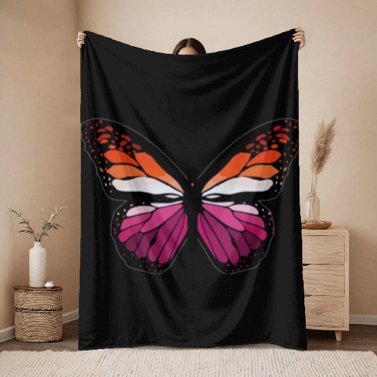 Lesbian Monarch Butterfly Sticker Throw Blankets