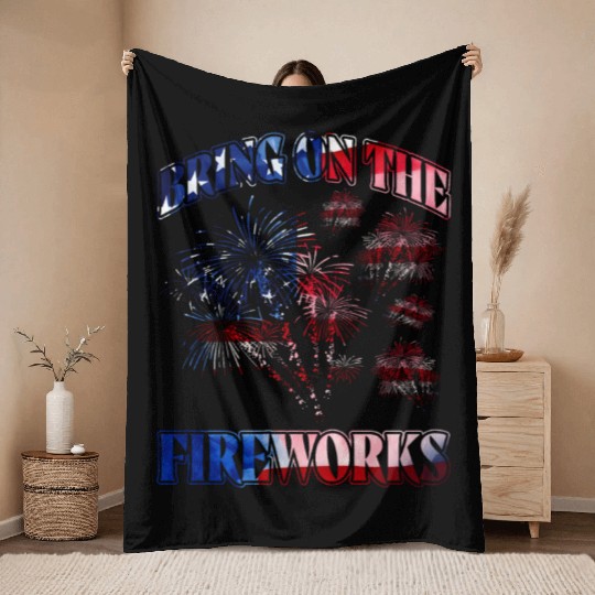 Bring on the Fireworks Throw Blankets