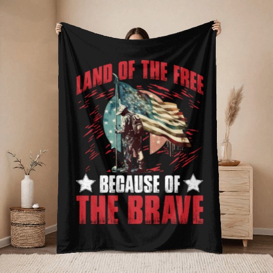 Land of the free because of the Brave Throw Blankets