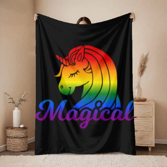 Magical Rainbow Unicorn | TTRPG Pride Throw Blankets