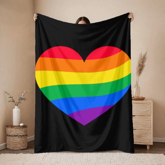 lgbt Gay Pride Rainbow Heart Throw Blankets