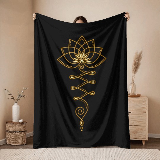 Lotus Unalome Yoga Meditation Zen Buddhism Throw Blankets