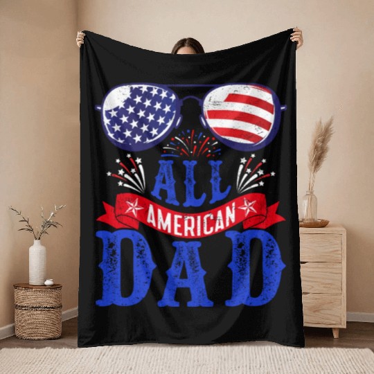 All American Dad America Pride US Patriot Throw Blankets