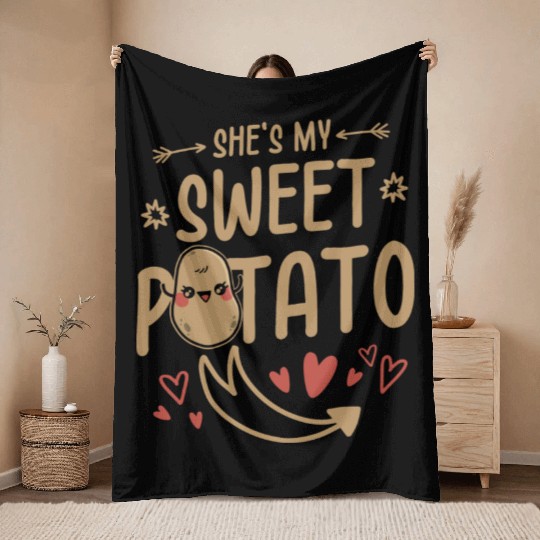 She Is My Sweet Potato Throw Blankets