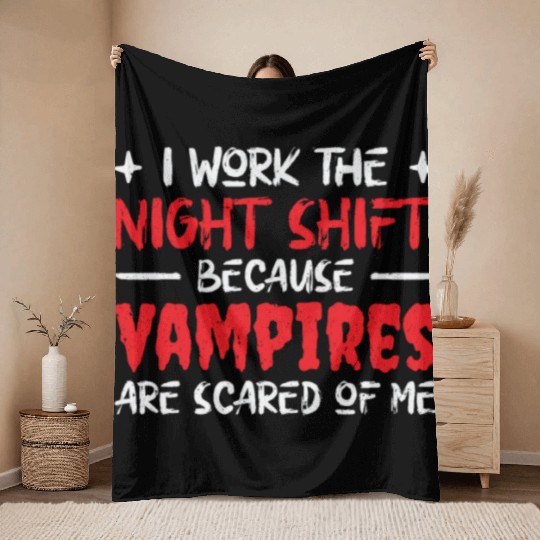 Night Shift Worker Graveyard Duty Throw Blankets